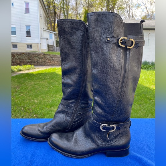 Naturalizer N5 Comfort Boots Knee High Tall Heeled Leather black 10 - Picture 1 of 8